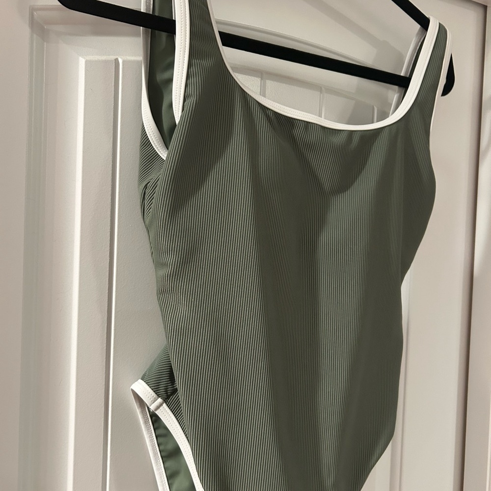 LainSnow Olive Swimsuit with Gray Accents